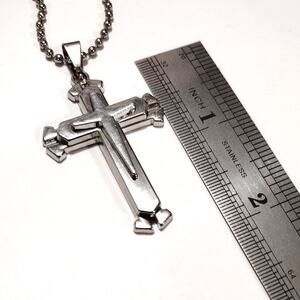 Silver Cross Christian Necklace Layered Trinity Christmas Birthday Gift - NEW!!!